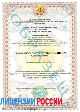 Образец сертификата соответствия аудитора №ST.RU.EXP.00014300-1 Аэропорт "Домодедово" Сертификат OHSAS 18001